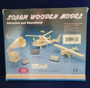 Solar Powered Wooden Airplane Model Kit With DC Motor #629A Educational